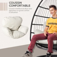 Outsunny Fauteuil œuf Suspendu balancelle Pliante avec Coussin et Support Usage intérieur extérieur dim. 101L x 101l x 188H cm Noir(m-4)