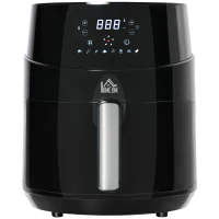 HOMCOM Heißluftfritteuse ohne Öl 4,5 L 1500W Airfryer mit 8 voreingestellte Modi LED-Display Antihaftbeschichteter Fritterkorb für gesundes ölfreies fettarmes Kochen Schwarz 28 x 35,1 x 33 cm(m-10)