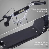 HOMCOM Trottinette patinette pour Enfants à partir de 5 Ans Grands pneus Guidon réglable poignée Frein et béquille Acier Noir(m-6)
