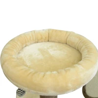 PawHut Arbre à chats centre d'activités griffoirs grattoir sisal niche hamac plateformes boule suspendue revêtement peluche courte 65L x 50l x 153H cm beige café(m-8)