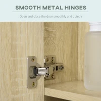 kleankin LED Bathroom Mirror Cabinet, Wall Mounted Dimmable Brightness Medicine Cabinet with Adjustable Shelf and Mirrored Door, Memory Function, USB Charge, Natural(m-7)