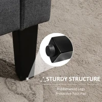 HOMCOM Linen Modern-Curved 2-Seat Sofa Loveseat w/ Thick Cushion Wood Legs Foot Pads Single Compact Home Furniture Grey(m-5)