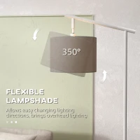 HOMCOM Metal Frame Floor Lamp with 350 Degree Rotating Lampshade, for Living Room and Bedroom, LED Bulb Included, Grey(m-5)