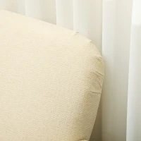 HOMCOM Velvet Feel Fabric 2 Seater Sofa, Small Sofa Loveseat with 21cm Thick Padding and Wood Legs, Cream White(m-8)