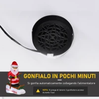 HOMCOM Babbo Natale Gonfiabile sugli Sci 124cm con 2 Luci LED e Gonfiatore, Decorazione Natalizia da Esterno(m-5)