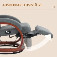 HOMCOM Relaxsessel mit klappbarer Fußstütze, drehbar, neigbare Lehne, Leinenoptik, bis 140 kg, Grau(m-5)