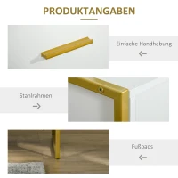 HOMCOM 2er-Set Nachttische, 1 Schublade, 1 Regal, 45 cm x 40 cm x 60 cm, Weiß + Gold(m-6)