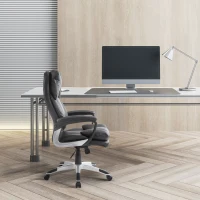 HOMCOM Silla Ejecutiva de Escritorio Silla de Despacho con Ruedas y Reposabrazos Altura Ajustable 66x71x110-120,5 cm Negro(m-7)