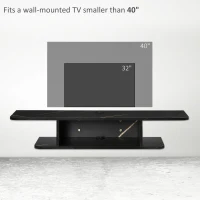 HOMCOM Floating TV Unit Stand for TVs up to 40", Wall Mounted Media Console with Storage Shelf, Entertainment Center, Black(m-6)