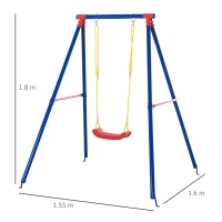 Outsunny Kids Swing Set Toddler Swing Adjustable Rope Heavy Duty A-Frame Stand Outdoor Playset for 3-8 Years Old Blue(m-3)