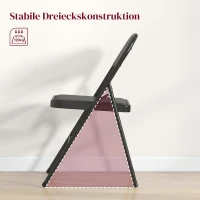 HOMCOM 2er-Set Klappstühle, Tragbare Bürostühle, Metallbeine, Faltstuhl für Büro, Empfang, Wartezimmer, Kunstleder, Schwarz(m-5)