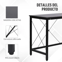 HOMCOM Escritorio Esquinero Moderno con Marco de Acero Carga 70 kg para Oficina Hogar Estudio 150x150x76 cm Negro(m-5)