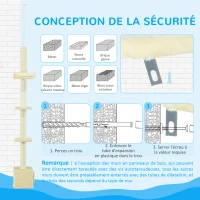 PawHut Arbre à chats poteau à griffer hauteur réglable dim. 440L x 31P x 240 - 270H cm 4 niveaux d'activités avec niche(m-7)