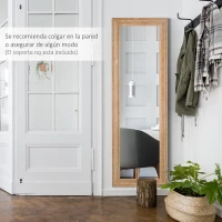 HOMCOM Espejo de Pared Cuerpo Entero 163x53,5 cm Espejo Colgante Grande de Madera Decoración para Salón Dormitorio Natural(m-8)