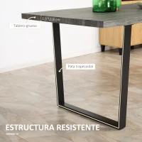 HOMCOM Mesa de Comedor Estilo Industrial con Encimera de Madera y Patas de Acero para hasta 6 Personas 160x85x75 cm Gris(m-6)