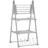 HOMCOM Tendedero Eléctrico Plegable de 3 Niveles Secador de Ropa y Zapatos de Aleación de Aluminio 66x73x135 cm Plata(m-10)