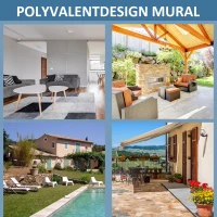 Outsunny Store latéral brise-vue rétractable 350 x 180 cm, paravent extérieur en aluminium, protection solaire, brise-vue extensible pour balcon, jardin, terrasse, gris foncé(m-7)