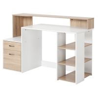 HOMCOM – Moderna Scrivania per Computer con Ripiani in Legno MDF 137 x 55 x 92cm