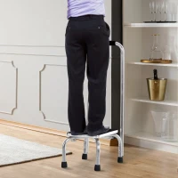 HOMCOM Marche avec Barre d'appui - marchepied de sécurité - Marche d'accès au Bain - Plateforme & Patins antidérapants - Acier galvanisé(m-7)