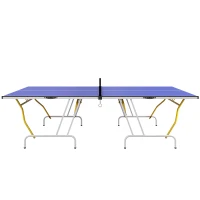 SPORTNOW Tischtennisplatte, klappbar, inkl. 2 Schläger, 3 Bälle, Netz, In- & Outdoor, Metallgestell, 274x152x76cm, Blau(m-1)