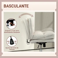 HOMCOM Silla de Oficina sin Brazos con Altura Ajustable Función de Basculante Base Cruzada y Asiento Amplio Gris Claro(m-5)