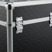 HOMCOM Valise trolley maquillage mallette cosmétique vanity poignée télescopique réglable 34L x 24l x 52H cm alu. noir(m-5)