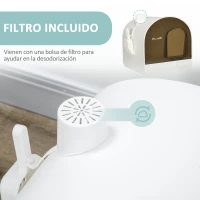 PawHut Arenero para Gatos Caja de Arena Cerrada para Gatos con Bandeja Extraíble Pala y Filtro 43x44x47 cm Blanco(m-6)
