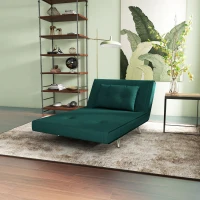 HOMCOM Poltrona Letto Singolo con Schienale Reclinabile in Velluto, 100x88x83cm, Verde Scuro(m-8)