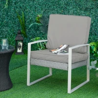 Outsunny Zestaw 2 Poduszek, 56 x 52 cm, Poduszki na Krzesła z Zamkiem, Pokrowiec z Tkaniny, 7 cm Wypełnienie, Pralne, Jasnoszary(m-2)