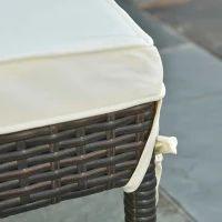 Outsunny 3pz Componibile 2 Lettino Prendisole da Giardino (60 x 195 x 86cm) e 1 Tavolino (121 x 40 x 50cm) Rattan con Materassini, Marrone e Bianco Crema(m-9)