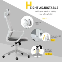 Vinsetto Office Chair, Ergonomic Desk Chair, High Back Velvet Fabric Computer Chair with Adjustable & Liftable Headrest for Home, Grey(m-4)