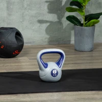 SPORTNOW Kettlebell 6kg con Rivestimento Morbido e Base Piatta in PU e Sabbia, 20x13x22cm, Viola(m-7)