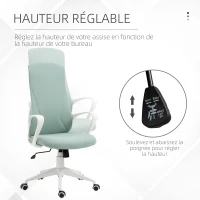Vinsetto Fauteuil de bureau ergonomique avec accoudoirs et roulettes - fonction inclinaison et hauteur réglable - vert(m-4)
