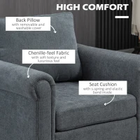 HOMCOM Vintage Accent Chair, Upholstered Occasional Chair with Back Pillow, Rolled Arms,  Rubber Wood Legs, Grey(m-5)