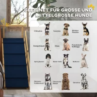 PawHut Hunderampe, höhenverstellbar, klappbar, Geländer, für Hunde bis 40kg, Holzrahmen, 85 x 40 x 61 cm, Schwarz(m-4)