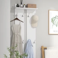 HOMCOM Perchero para Recibidor de Pared con 8 Ganchos y Estante para Entrada Pasillo 55x21,3x170 cm Blanco(m-7)