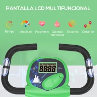 HOMCOM Bicicleta Estática Plegable con Resistencia Magnética Asiento con Altura Ajustable y Pulsómetro 43x97x109 cm Verde(m-4)
