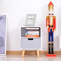 HOMCOM Mesita de Noche Madera con 1 Cajón 1 Estante Comoda Mesilla Mueble Dormitorio Armario Almacenamiento 40x30x58cm Blanco(m-2)