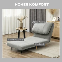 HOMCOM 2-in-1 Schlafsessel Gästebett, verstellbare  Kopfstütze Cord-Optik 82 cm x 8 cm x 83 cm Grau(m-6)