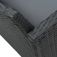 Outsunny 4 Pieces PE Rattan Garden Sofa Set with Cushions, Outdoor Patio Wicker Weave Conservatory Furniture Set with a Loveseat, 2 Armchairs and a Glass Top Coffee Table, Black(m-9)