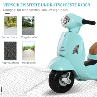 HOMCOM Elektro Kindermotorrad Vespa Elektromotorrad mit LED-Licht, Sound, Kinder Elektro Motorrad für Kinder von 18-36 Monate Grün(m-5)