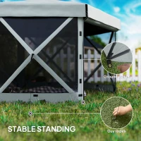 Outsunny 3 x 3(m) Hexagon Pop Up Gazebo with 5 Sides and Carry Bag, Waterproof, UV Resistant Party Tent Instant Event Shelter with Netting for Garden, Patio, Light Grey(m-7)