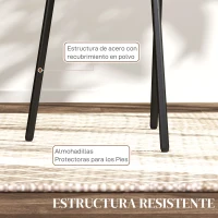 HOMCOM Pack de 2 Sillas de Comedor con Respaldo de Ratán Sintético y Marco de Acero para Salón 44x54x87 cm Gris y Negro(m-6)
