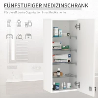 Kleankin Medizinschrank Arzneischrank Wandschrank Hängeschrank mit verstellbarer Ablage Erste-Hilfe-Kreuz abschließbar für Badezimmer Küche Flur Weiß 30x20x70 cm(m-7)