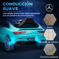AIYAPLAY Coche Eléctrico para Niños de +3 Años Mercedes-benz AMG CLA 45 con Batería 12V Mando a Distancia Faros Música Azul(m-7)