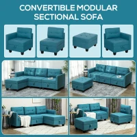 HOMCOM 'L' Shape Modular Sofa, with Storage - Light Blue(m-4)