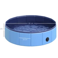 PawHut Piscina Pieghevole per Cani in Plastica con Bordo Stabile per Animali Domestici, Ø80 x 20 cm, Blu(m-3)