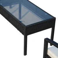 Outsunny Conjunto de Muebles Ratán Jardín Terraza 4 Plazas 4 Plazas 1 Mesa de Café 2 Sillones 1 Banco con Cojín Marco Metal(m-6)