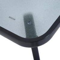 Outsunny Mesa Auxiliar de Cristal Templado Cuadrada Bordes Redondeados Mesita Café  para Patio Terraza Balcón Negro y Transparente 68,5x68,5x84 cm(m-8)