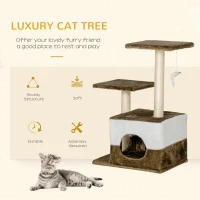 PawHut Cat Tree Tower for Indoor Cats Kitten House Scratching Posts with Condo Perch Interactive Mouse Toy, 45 x 33 x 70 cm, Brown(m-4)